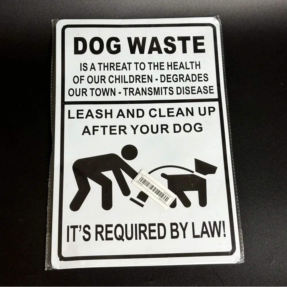 Dog Waste Clean-Up Sign - Black and White